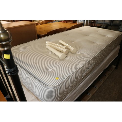 644 - BRASS BED FRAME & MATTRESS, & TRUCKLE BED & MATTRESS