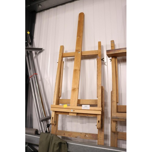 153 - Wooden table artist easels and chrome artist easel