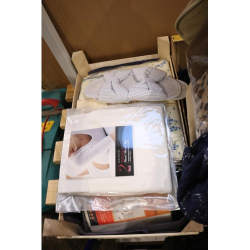 217 - Two boxes of various jumpers clothes etc