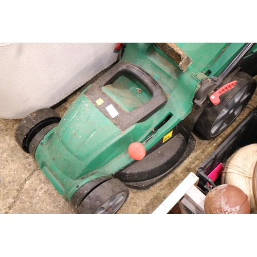 228 - Electric lawnmower and black and decker strimmer - warranted until 12 noon, Tuesday, following the a... 