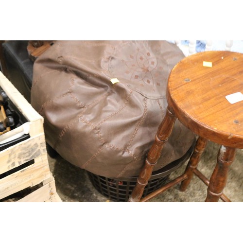 241 - 4 various stools & linen basket