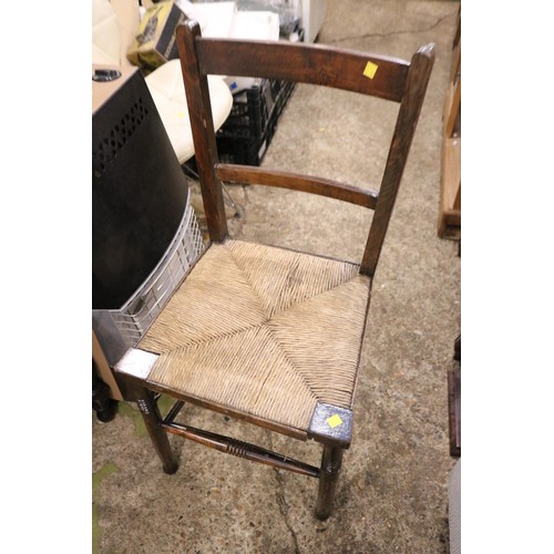 244 - 4 chairs & 1 foot stool with wicker