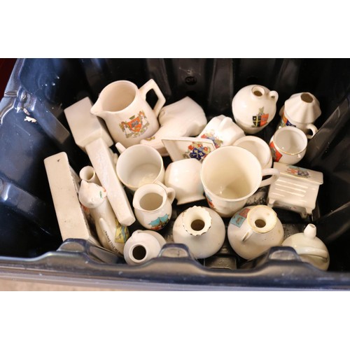 299 - Three boxes of various crested ware China, including local it