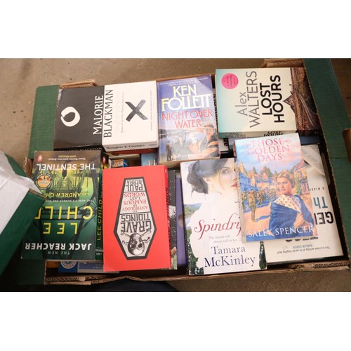 343 - 2 boxes of adult fiction & a few non fiction books