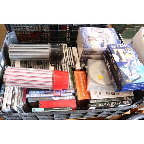 346 - Box of assorted CD's & DVD's & videos