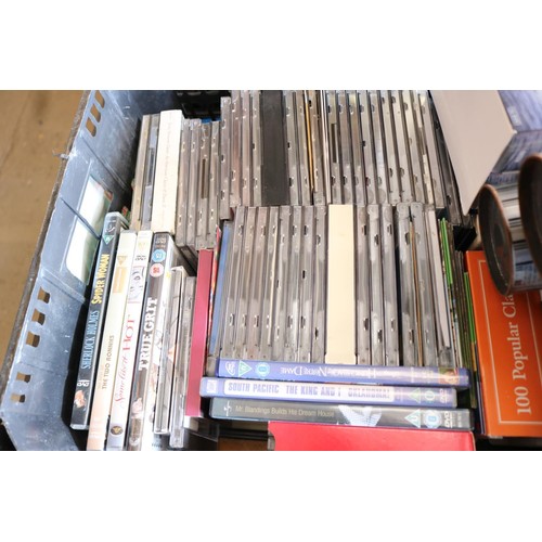 346 - Box of assorted CD's & DVD's & videos