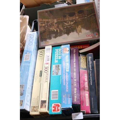 347 - Box of various puzzles & vintage games