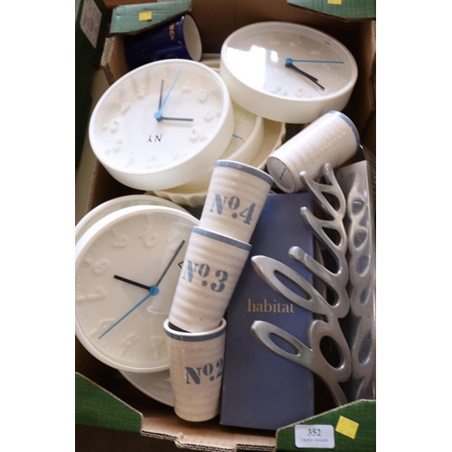 352 - Box of misc, incl china, cutlery