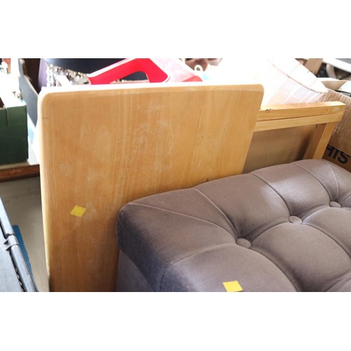 368 - Grey footstool/folding table/box of misc etc