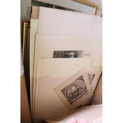 382 - Box of various frames, prints & posters