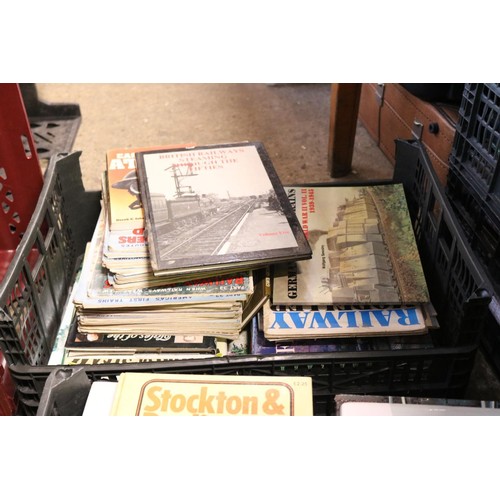 394 - 4 trays of railway books, etc