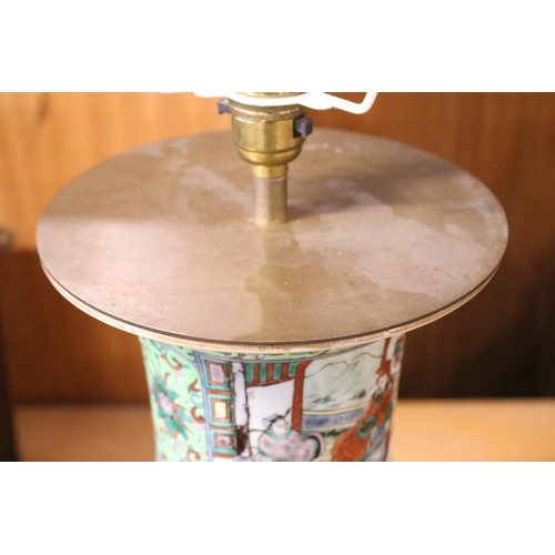 419 - Large oriental style table lamp with shade - warranted until 12 noon Tuesday following the above sal... 