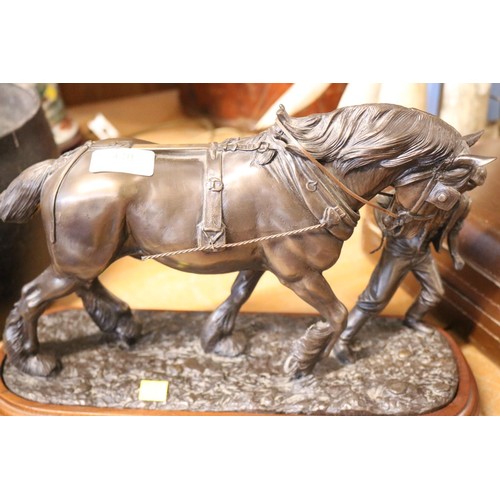 420 - Bronze effect shire horse & farmer (clansmen)