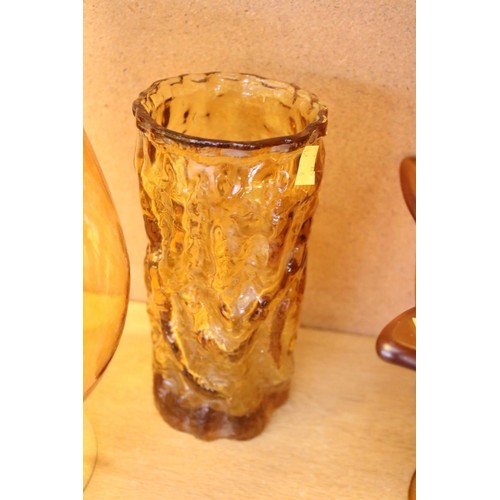 492 - Amber glass items, incl Art Noveau & Whitefriars