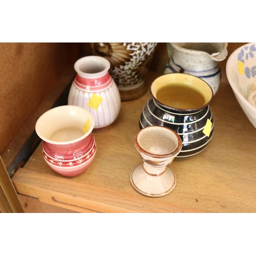 505 - Studio pottery, incl Conwy bowl, lamp base vases & assorted pottery