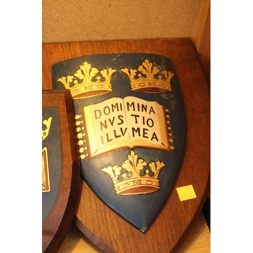 512 - 3 wooden vintage shield wall plaques