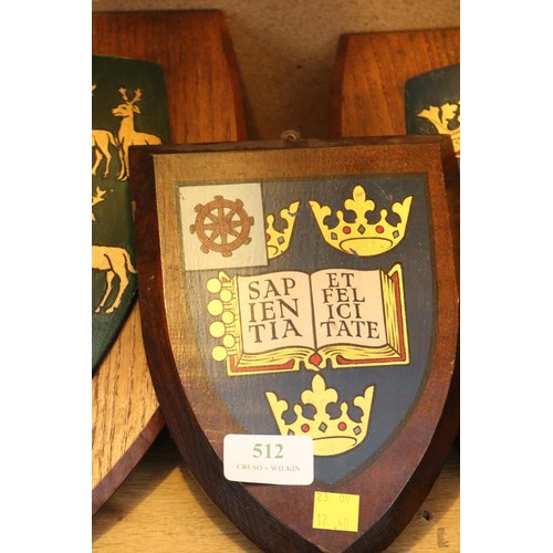 512 - 3 wooden vintage shield wall plaques