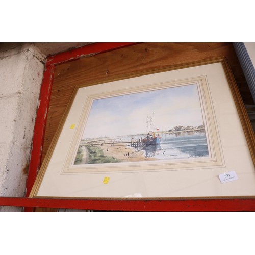 531 - Harbour scene framed watercolour signed John A Poole