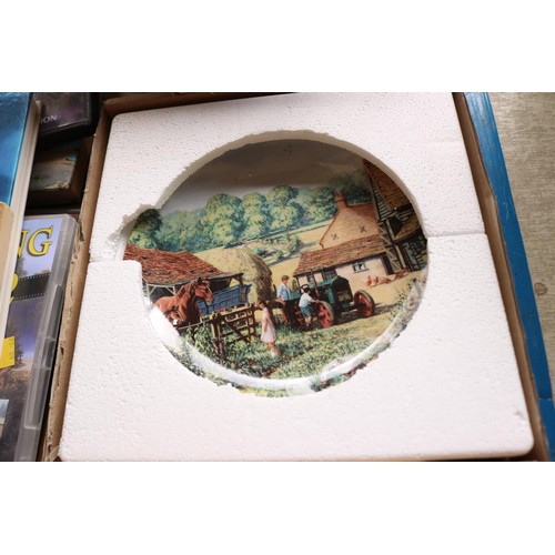 558 - Farming themed collection - DVD's, books, pictures & collectors plates