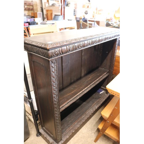 628 - Dark oak carved bookcase