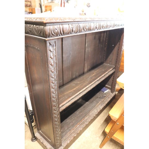 628 - Dark oak carved bookcase