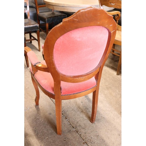 630 - Reproduction button back open armchair & stool