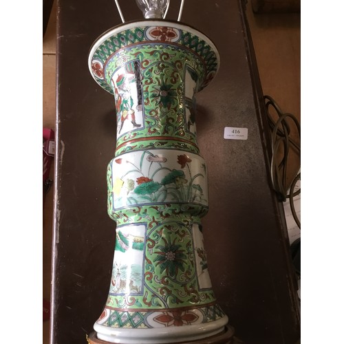 419 - Large oriental style table lamp with shade - warranted until 12 noon Tuesday following the above sal... 