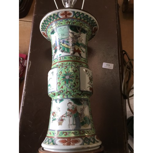 419 - Large oriental style table lamp with shade - warranted until 12 noon Tuesday following the above sal... 