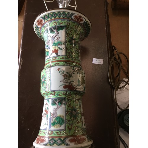 419 - Large oriental style table lamp with shade - warranted until 12 noon Tuesday following the above sal... 