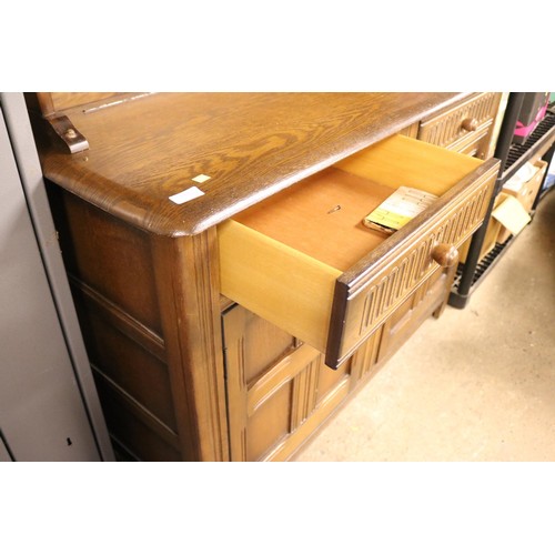 152 - Oak linen fold dresser