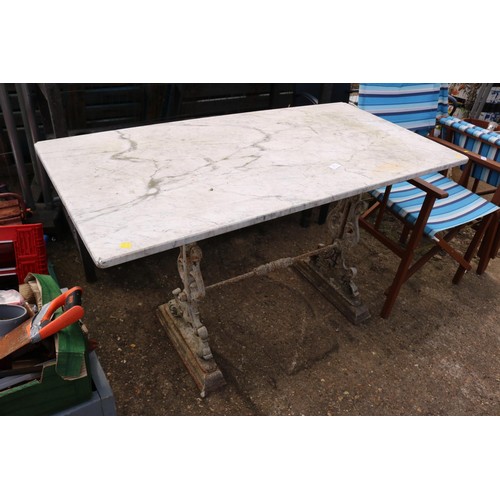 31 - Large cast base with marble top table