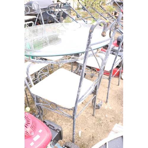 60 - Metal garden table & 8 chairs