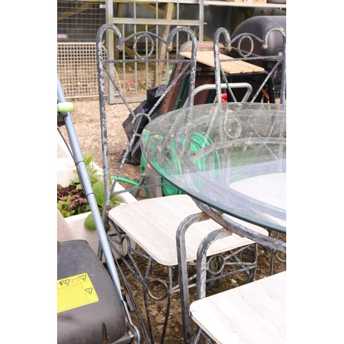 60 - Metal garden table & 8 chairs