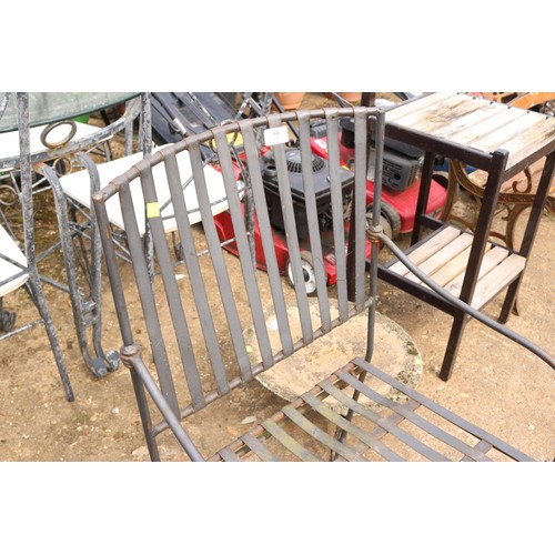 60 - Metal garden table & 8 chairs