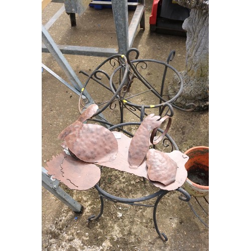 74 - 3 metal plant stands & dog pot stand