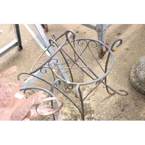 74 - 3 metal plant stands & dog pot stand