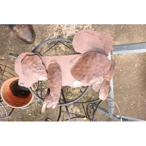 74 - 3 metal plant stands & dog pot stand