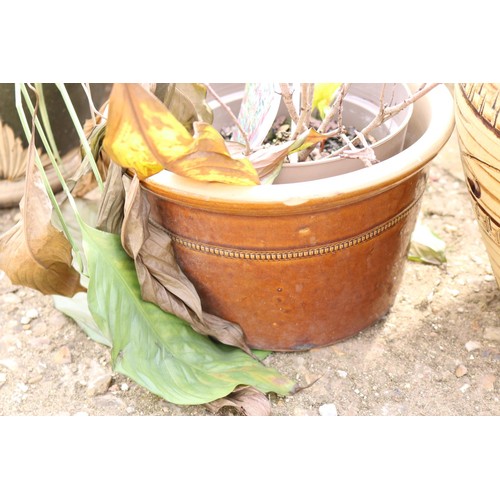 87 - 4 various glazed planters & plant pot