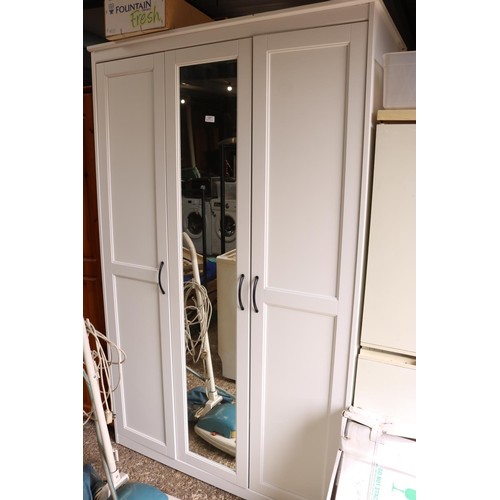 117 - White mirror door wardrobe