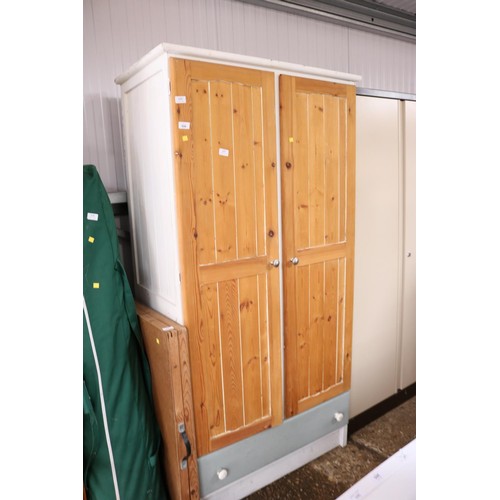 127 - Wardrobe with drawer, pine