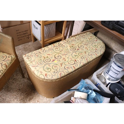 144 - Lloyd Loom ottoman & chair