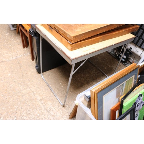 235 - 3 work tables - 2 wooden, 1 plastic