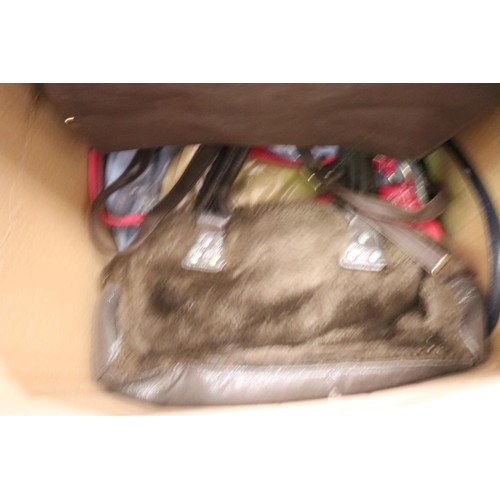 265 - Box of mixed handbags, etc