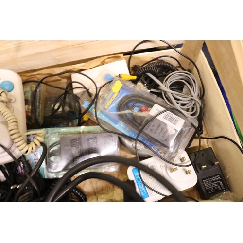 301 - Box of electrical bits/leads/adaptors