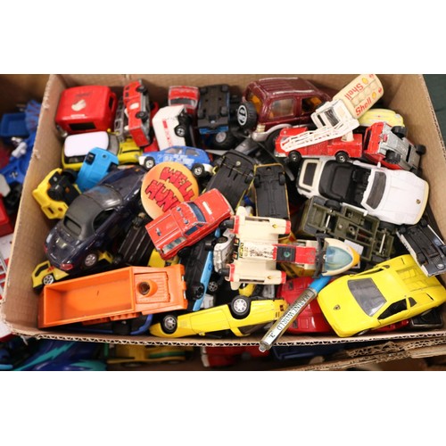 336 - 5 boxes of assorted toy cars & boxed games, etc