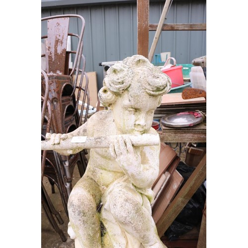 55 - Large statue, cherub playing flute approximately 3’ high