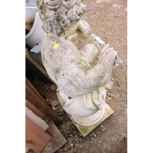 55 - Large statue, cherub playing flute approximately 3’ high