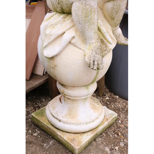 55 - Large statue, cherub playing flute approximately 3’ high