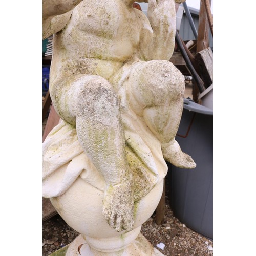 55 - Large statue, cherub playing flute approximately 3’ high