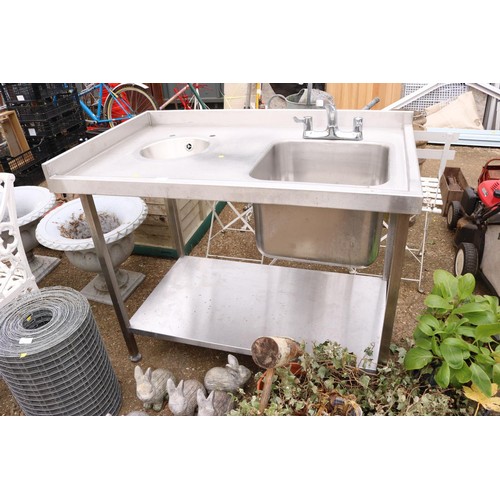 60 - Commercial double stainless steel sink on legs